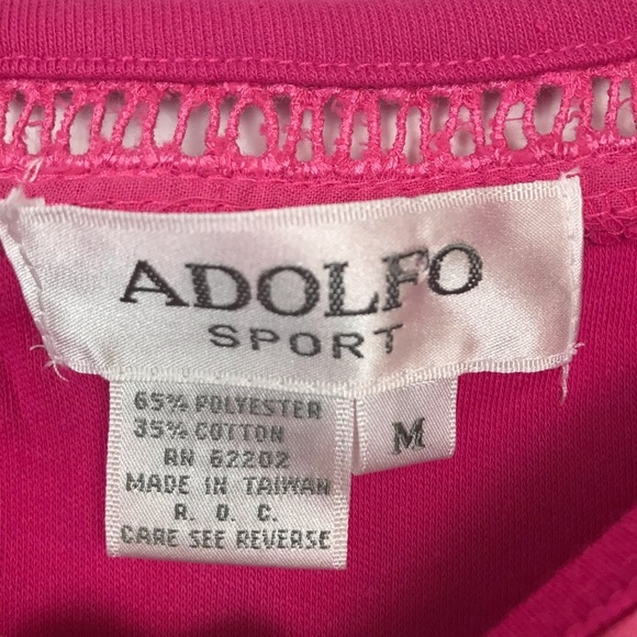 ADOLFO SPORT long sleeve shirt hot pink Women Size Medium NWT Cotton Blend - Picture 3 of 5